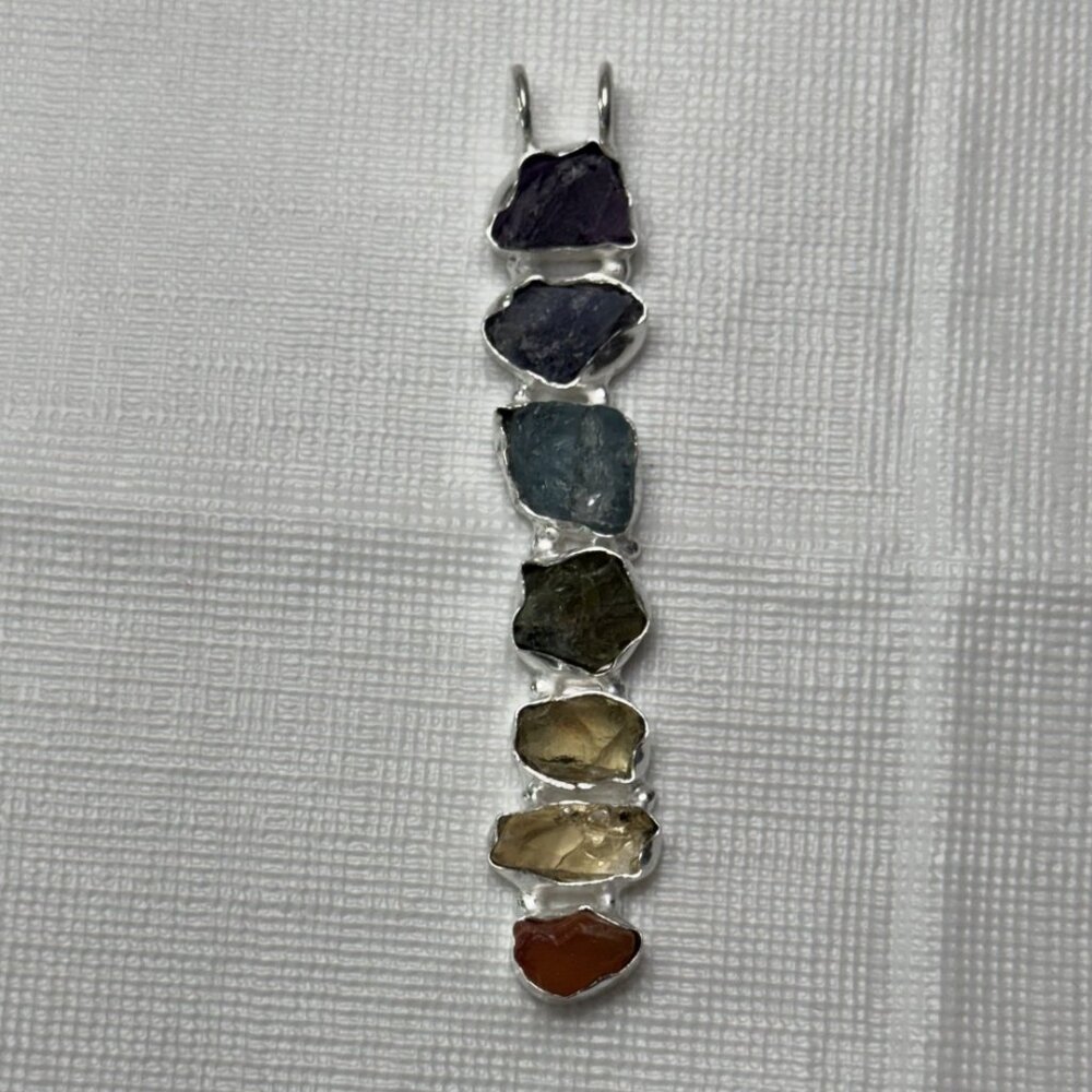 Handmade 7 Chakras "Healing" Pendant with 18" 925 Silver Chain
